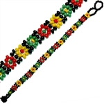 CZECH-JAPANESE GLASS SEED BEAD 32 ROW RASTA COLOR BRACELET