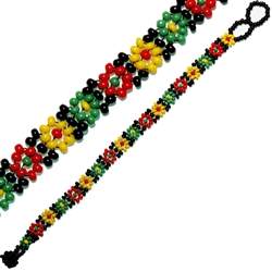 CZECH-JAPANESE GLASS SEED BEAD 32 ROW RASTA COLOR BRACELET