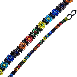 CZECH-JAPANESE GLASS SEED BEAD 32 ROW RASTA COLOR BRACELET