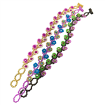 CZECH-JAPANESE GLASS SEED BEAD 32 ROW RASTA COLOR BRACELET